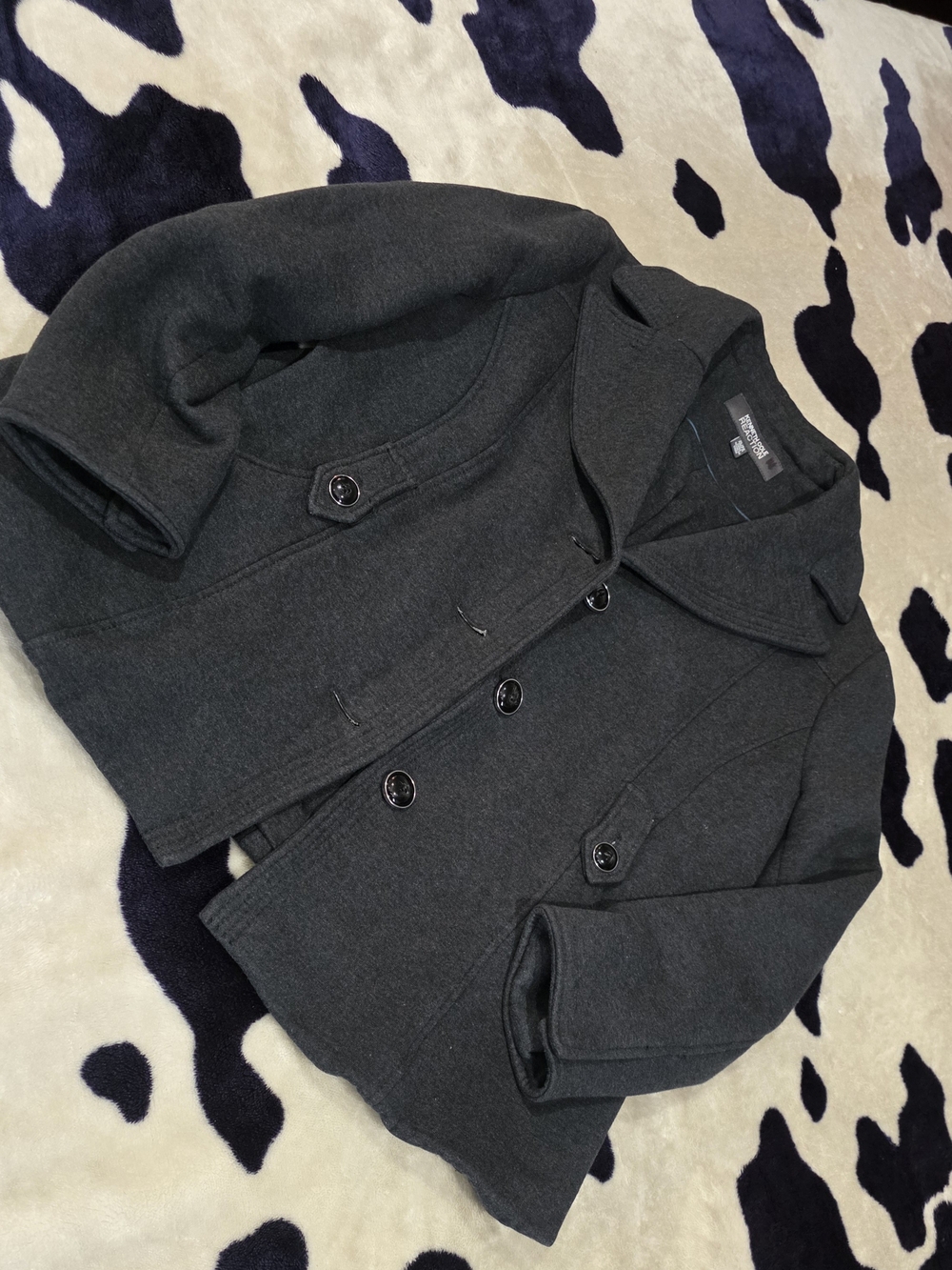 Kenneth Cole Women's Charcoal Gray Double-Breasted Pea Coat